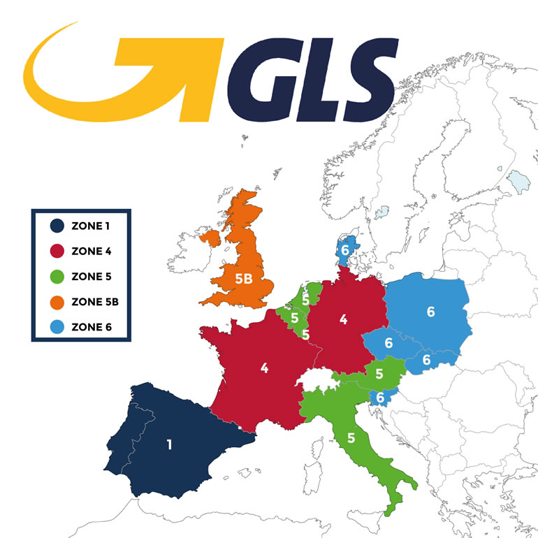 GLS shipping zone map